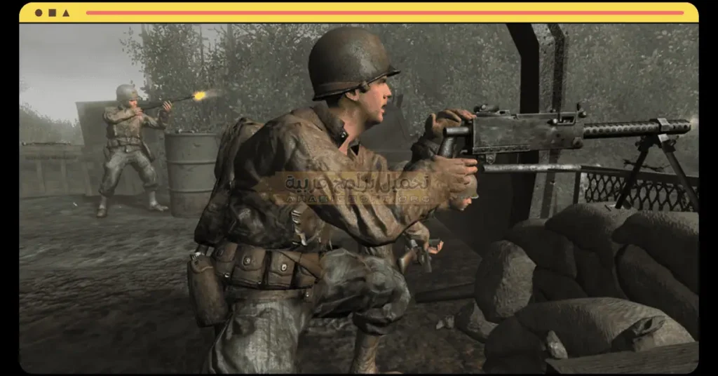 في هذه الصورة، يقاتل الجنود بالرشاشات