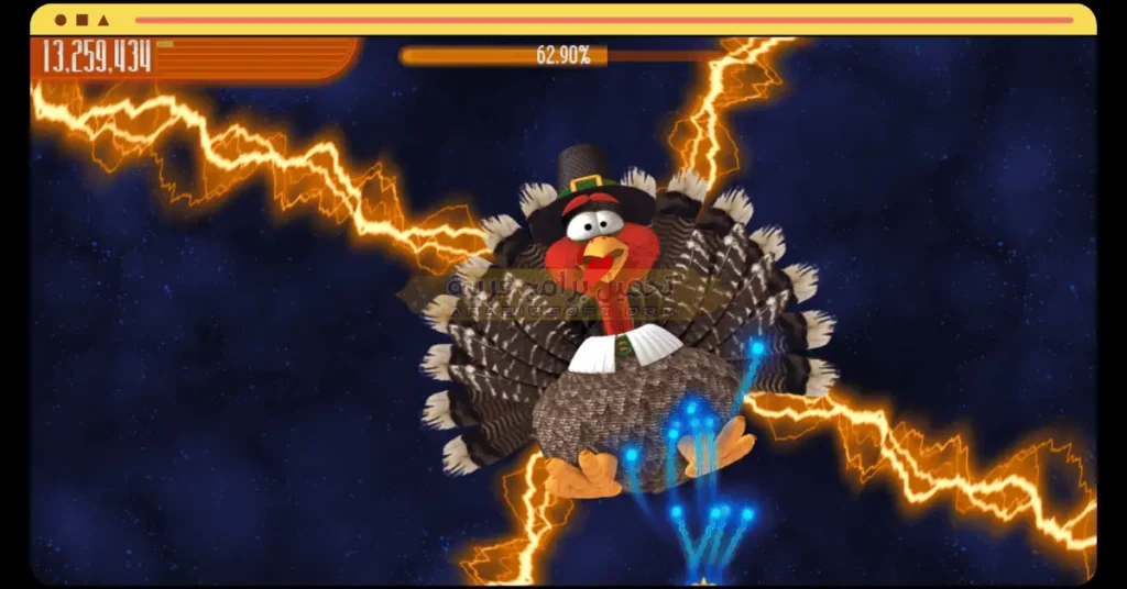 في هذه الصورة التي تُظهر الدجاجات وهي مختلطة بالكرات في لعبة غزاة الدجاج 4.