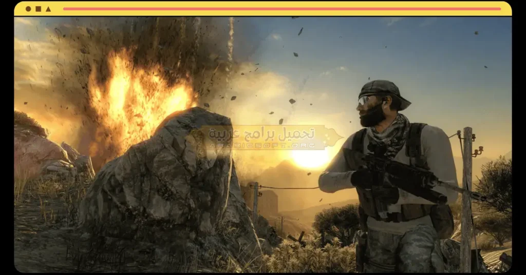تُظهر هذه الصورة هجوم الجندي على قاعدة العدو ونجاح المهمة.