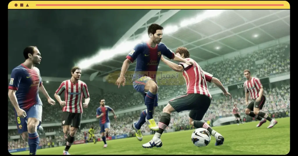 في هذه الصورة يظهر اللاعب وهو يسدد الكرة في المرمى في لعبة PES 2013